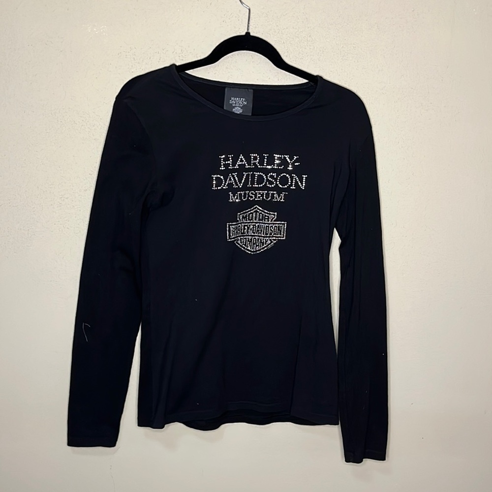 Harley Davidson long sleeve crew neck Bejeweled museum Tee Shirt - Picture 2 of 8